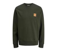 JACK & JONES JJ Brandy Crew Neck Sweatshirt 12279256 Men’s Casual Pullover Long Sleeve Soft Cotton Blend Sweat Top for Everyday Wear, Duffle Bag Green Colour, UK Size - L