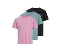 JACK & JONES 3 Pack Mens Crew Neck Short Sleeve T Shirts Cotton Casual Regular Fit Tees Multipack