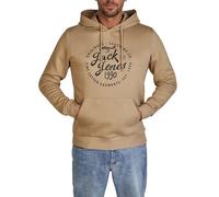 JACK & JONES JJEADRIAN Men's Regular Fit Hoodie Pullover Sweater Print Black Grey Green Brown Beige Blue S M L XL XXL 3XL, Crockery, XL