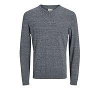 JACK & JONES Men's Jjebasic Knit V-Neck Noos Jumper, Blue (Navy Blazer Detail: Twisted with Jet Stream), X-Small