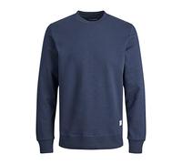 JACK & JONES JJEBASIC Men's Basic Sweater Long Sleeve Sweatshirt Crew Neck Pullover Plain Jumper, blue, L