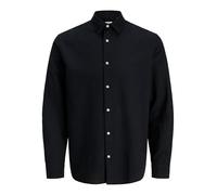 Jack & Jones Plus Breeze Linen Blend Shirt Long Sleeve Shirt, Black, Size 3Xl, Men Black