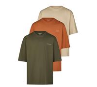 JACK & JONES JJECHARGE Men's Oversize Fit T-Shirt, Set of 3, Crew Neck, Short Sleeve, Summer T-Shirt, Print, Black, White, Beige, Green, Grey, Brown, S, M, L, XL, XXL, 3XL, Pack 4 (Crock/Mocha Bisque
