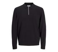 JACK & JONES Men's Jjeemil Knit Polo Half Zip Ls Noos Jumper, Black, XXL