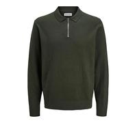 JACK & JONES Jjeemil Knit Polo Half Zip LS Noos, Green (Duffel Bag), S