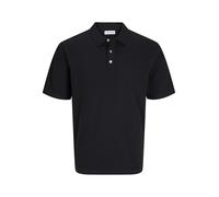 JACK & JONES Men's Jjeemil Knit Relaxed Polo Ss Sn Shirt, Black, XS