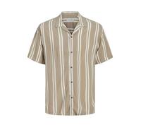 JACK & JONES JJEJEFF Stripe Resort Shirt SS SN, Crockery, L