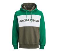 JACK & JONES JJELOGO Men's Blocking Sweat Hood Noos 12172344, Verdant Green/Reg, XL