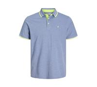 JACK & JONES JJEPAULOS Men's Fit Polo Shirt Plain Summer Shirt Short Sleeve Pique Cotton Big Size, Bright Cobalt/Detail: neon, 6XL
