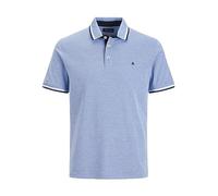 JACK & JONES JJEPAULOS Men's Slim Fit Polo Shirt Plain Summer Shirt Collar Short Sleeve Basic Pique Cotton, Blue- 3, XS