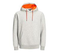 JACK & JONES JJESOFT Men's Sweat Hoodie, White Melange, Shocking Orange, L