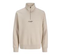 JACK & JONES JJESOHO Men's Sweatshirt Quarter Zip Relaxed Fit, moonbeam, M