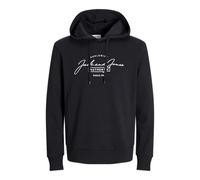 JACK & JONES Men's Jjferris Sweat Hood Sweatshirt, Black/Print: Big, S