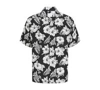 JACK & JONES Men's Jjguru Monochrome AOP Resort Shirt Ss, Black, M