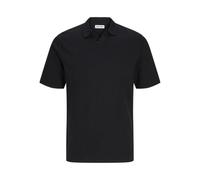 JACK & JONES JJKANE Knit Split Neck Polo Shirt, Black, L
