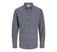 JACK & JONES Men's Jjmatheo Print Detail Shirt Ls Casual, Blazer Navy, M