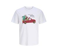 JACK & JONES Jjnoel Xmas Tee SS Crew Neck, White, XL
