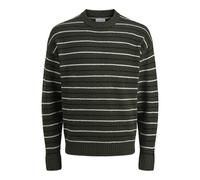 JACK & JONES Jjsoho Ollie Stripe Knit Crew Neck, Green (Duffel Bag), L