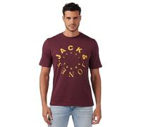 JACK & JONES Men's Jjwarrior Tee SS Crew Neck T-Shirt, Port Royale/Print: Big, XS