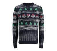 JACK & JONES Jjxmas Andrew Knit Crew Neck, Sky Captain, M