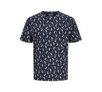 JACK & JONES Jjxmas AOP Tee SS Crew Neck, Sky Captain, XL