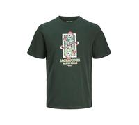 JACK & JONES Men's Jjxmas Christmas Skull Tee SS Crew Neck T-Shirt, Scarab, S