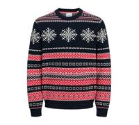 JACK & JONES Men's Jjxmas Noel Knit Crew Neck, Sky Captain, XL