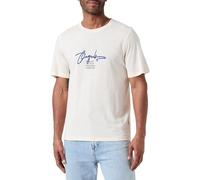 JACK & JONES Men's Joraruba Branding Tee SS Crew Neck T-Shirt, Buttercream, S