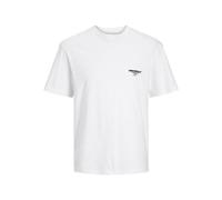 JACK & JONES Men's Jorbora Branding Tee Ss Crew Neck Blk T-Shirt, Bright White, S