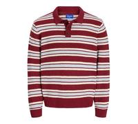 JACK & JONES Jorcambridge Knit Stripe Polo Shirt, Tibetan Red, XS