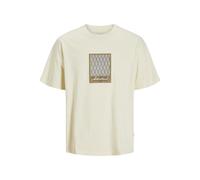 JACK & JONES Jorislington AOP Front Tee SS Crew Neck, Antique White, L
