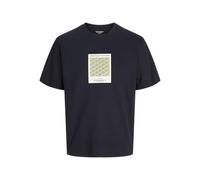 JACK & JONES Jorislington AOP Front Tee SS Crew Neck, Black, XS