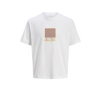 JACK & JONES Jorislington AOP Front Tee SS Crew Neck, Bright White, XL