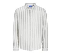 JACK & JONES Men's Jorjoshua Loose Weave Shirt Ls Casual, Cloud Dancer/Stripes: Stripes, S