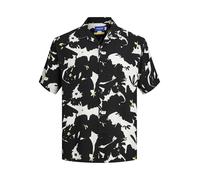JACK & JONES Men's Jorluke Aruba Resort Shirt Ss Short-Sleeved, Black/AOP: AOP, L