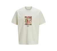JACK & JONES Men's Jorparos Graphic Front Tee Ss Crew, Antique White, S