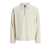 JACK&JONES JORRICK Pleated Sweat Zip Split Polo LN, Antique White, L
