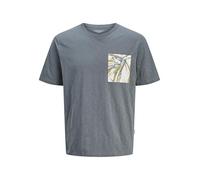 JACK & JONES Men's Jorsplit AOP Pocket Tee Ss Crew Neck, Stormy Weather, M