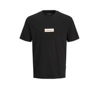 JACK & JONES Jorsplit Fakestitch Branding Tee SS Cn, Black, XS