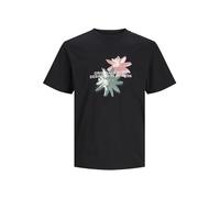 JACK & JONES JORTAMPA AOP Branding Tee SS C.N SN, Black, XL