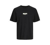 JACK & JONES Men's Jortokyo Market Tee Ss Crew Neck Tg T-Shirt, Black, L