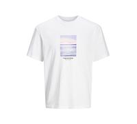 JACK & JONES Men's Jorvesterbro Picture Tee Ss Crew Neck Sn T-Shirt, Bright White/Detail: AW24, M