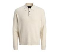 JACK & JONES Men's Jprblaedgar Knit Polo Ls, Silver Lining, S