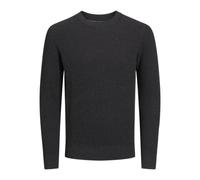 JACK & JONES Men's Jprblaliam Knit Crew Neck Jumper, Dark Grey Melange/Detail: Twist, M