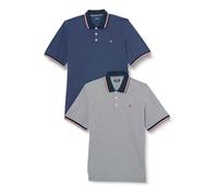 JACK & JONES Men's Jprbluwin Polo Ss 2pk Mp Shirt, Blue, L