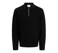 JACK & JONES Jprccmilano Stitch Knit Zip Polo Sn, Black, L