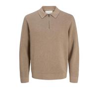 JACK & JONES Jprccmilano Stitch Knit Zip Polo Sn, Greige, L