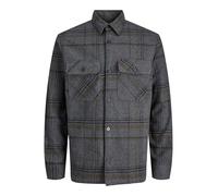 JACK & JONES Jprrayle Melange Check L/S Overshirt Sn, Dark Grey, L