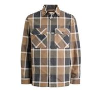 JACK & JONES Jprrayle Melange Check L/S Overshirt Sn, Malt Ball, L