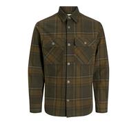 JACK & JONES Jprrayle Melange Check L/S Overshirt Sn, Peat, L
